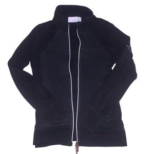 Zip Up Jacket Black Ribbed